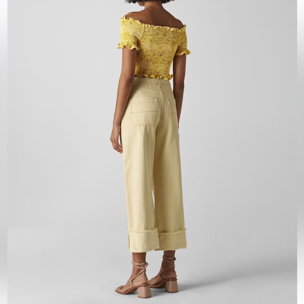 WHISTLES Yellow Python Smocked Bardot Top - Picture 2 of 7